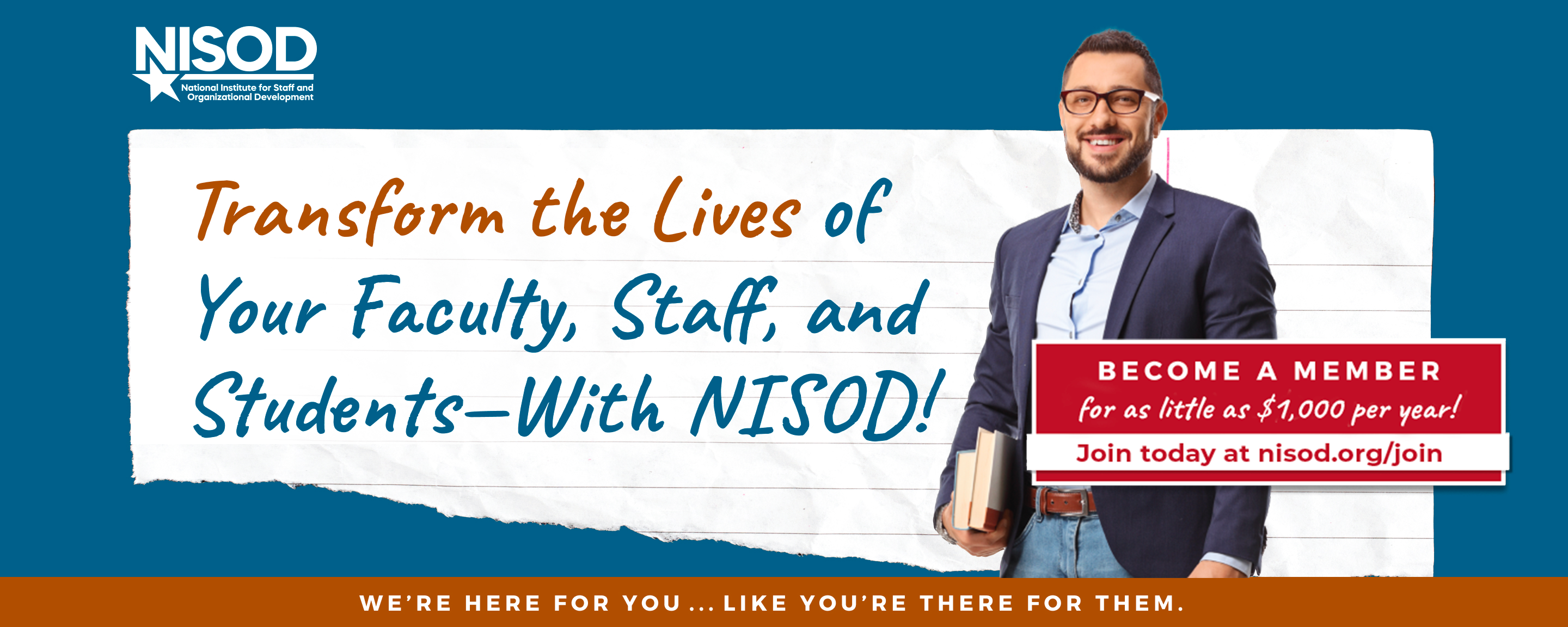 NISOD Here for you membership banner image.